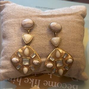 Stella & Dot Gold and Cream Statement Earrings